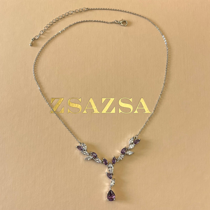 Silver zircone teardrop & marquise set