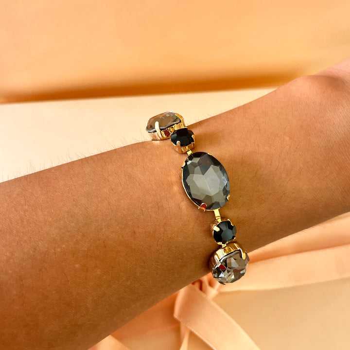 Grey and black preciosa crystals bracelet