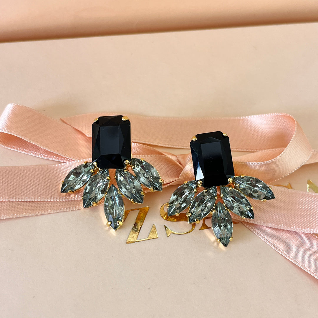 Black and grey preciosa crystals earrings
