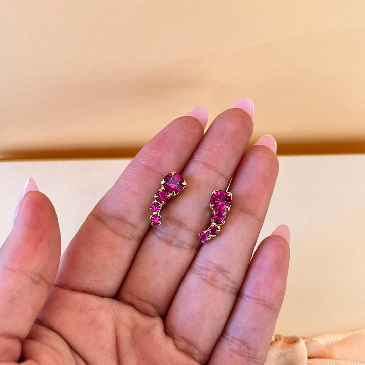 Fuchsia Swarovski crystals studs
