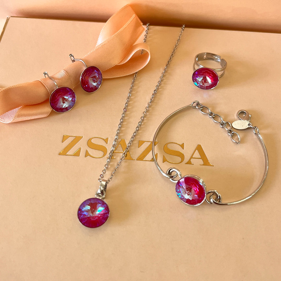 Fuchsia Swarovski crystals set