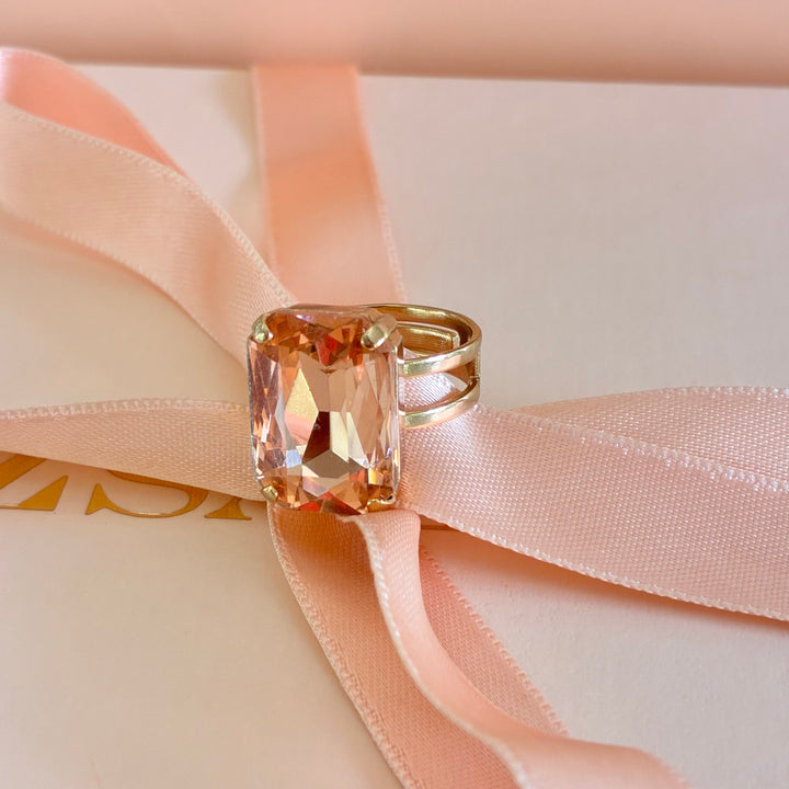 Peach rectangular gold plated set