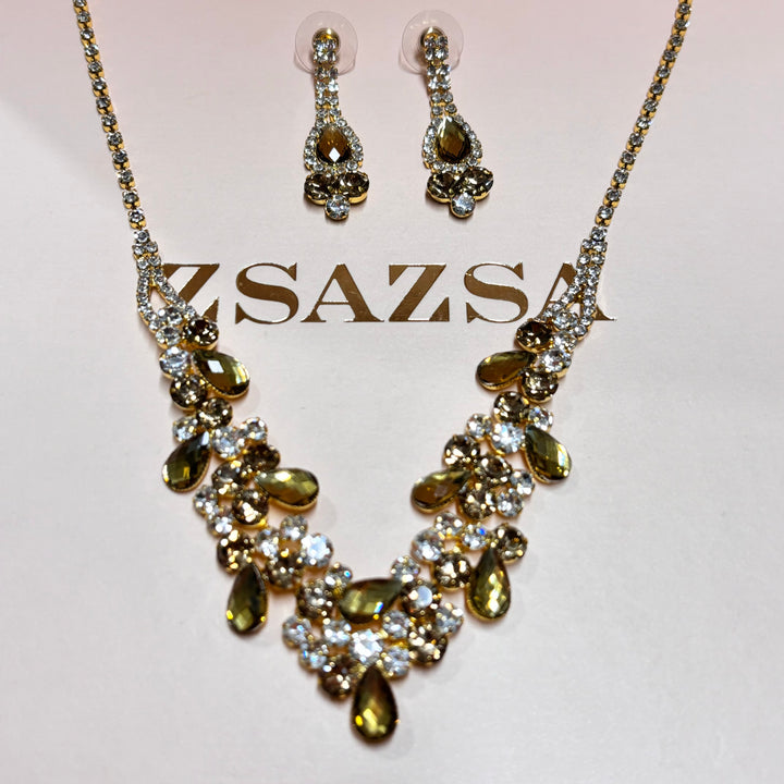 Brown and bronze rhinestone chunky set