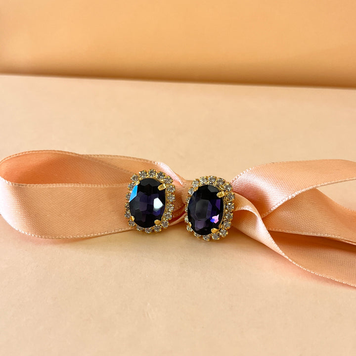 Purple oval preciosa crystals set