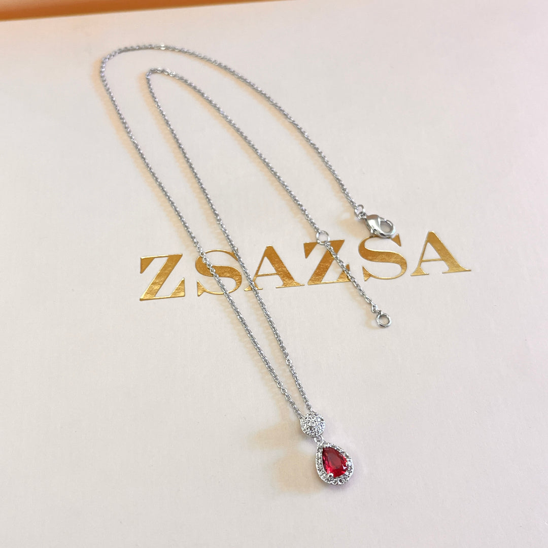 Magenta teardrop zircone pendant