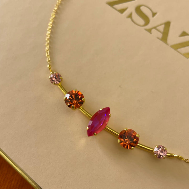 orange and fuchsia Swarovski Crystals set