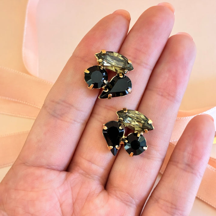 Black mixed shapes Preciosa crystals studs