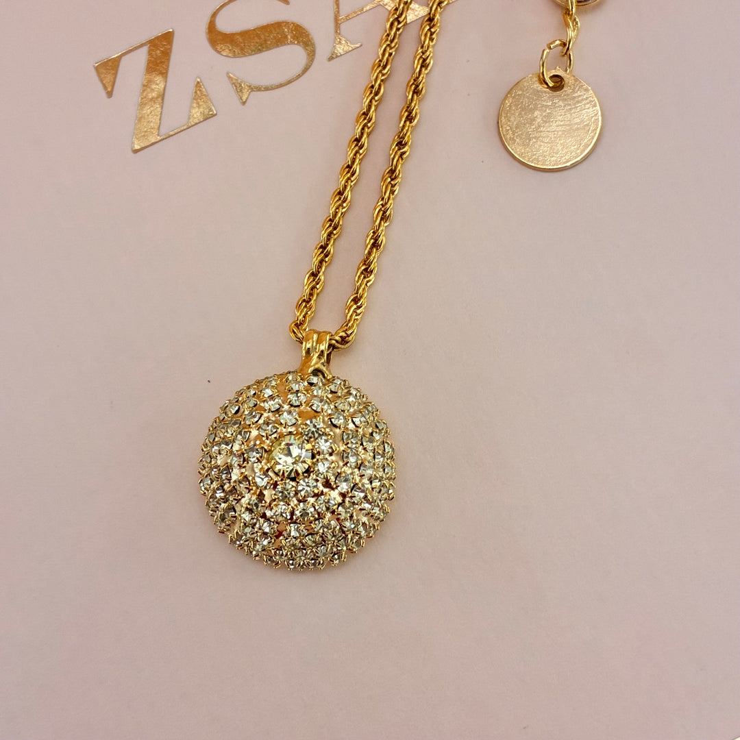 Mint Swarovski crystals gold plated pendant