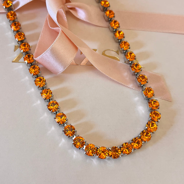 Orange Swarovski crystal necklace
