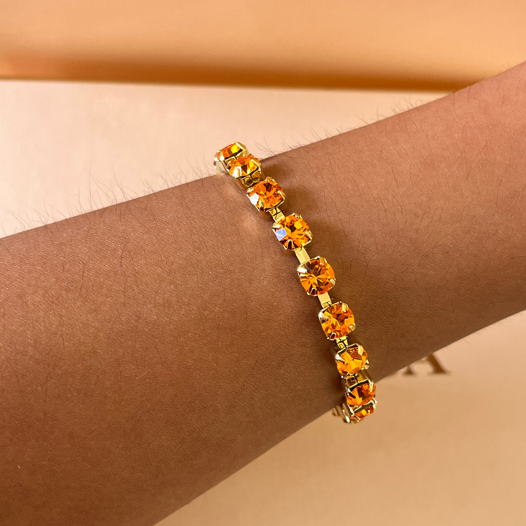 Orange Swarovski crystals bracelet