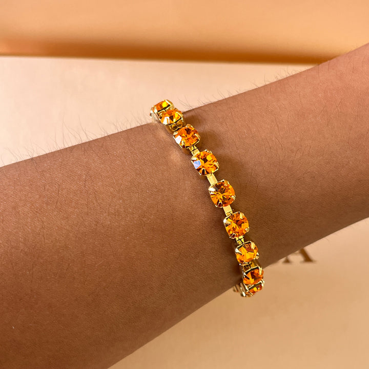 Orange Swarovski crystals bracelet