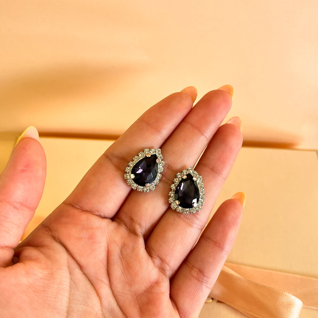 Purple teardrop preciosa crystals set