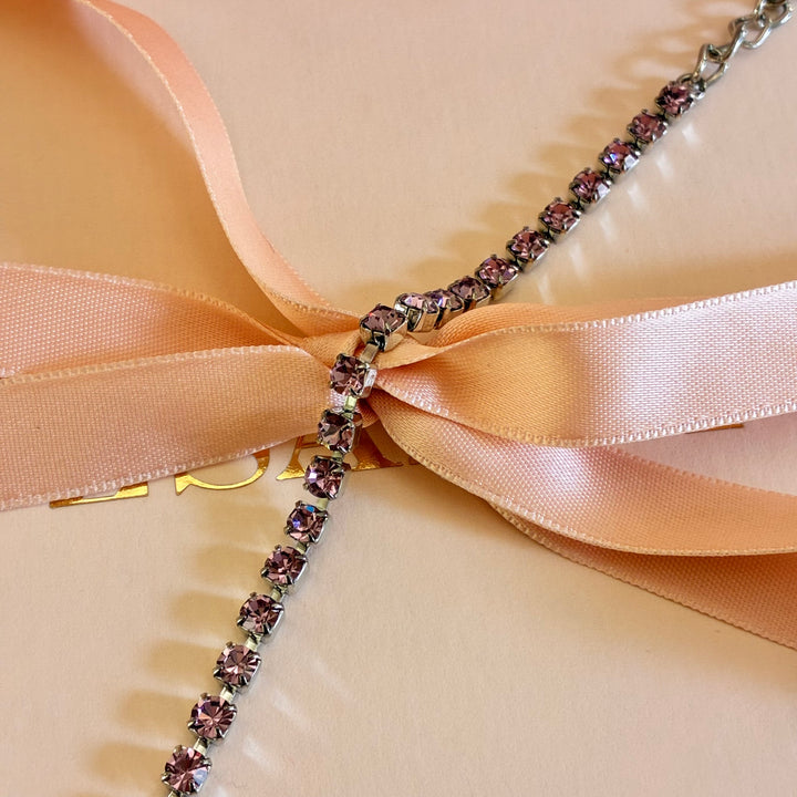 Dainty Mauve Swarovski crystals silver bracelet