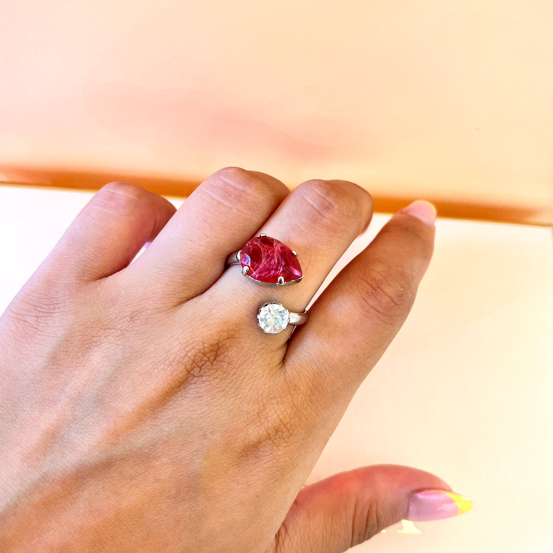 Magenta teardrop Swarovski Crystals set