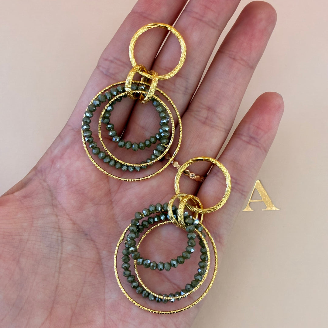 Handmade olive green beaded set