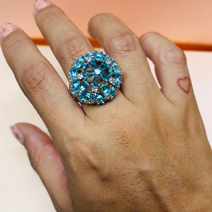 Flower zircone silver set