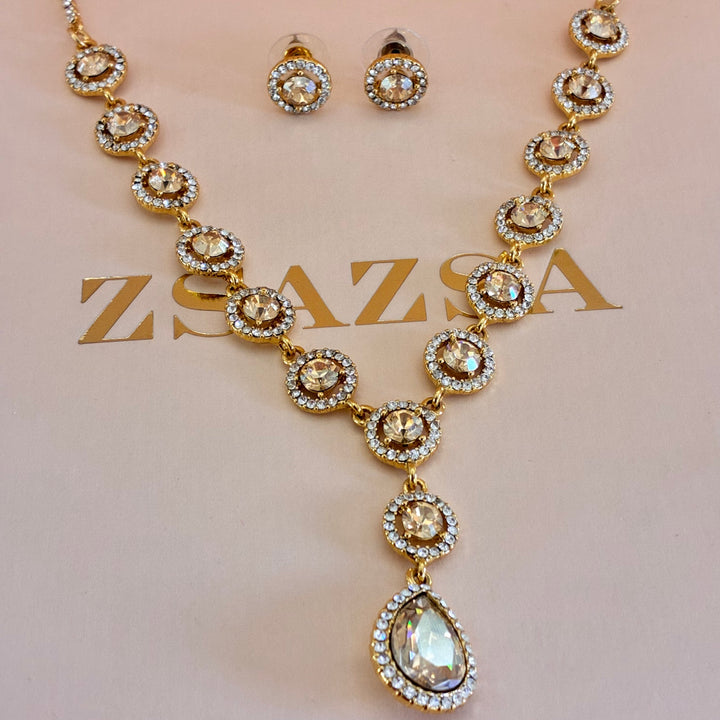 Round and teardrop champagne gold plated set