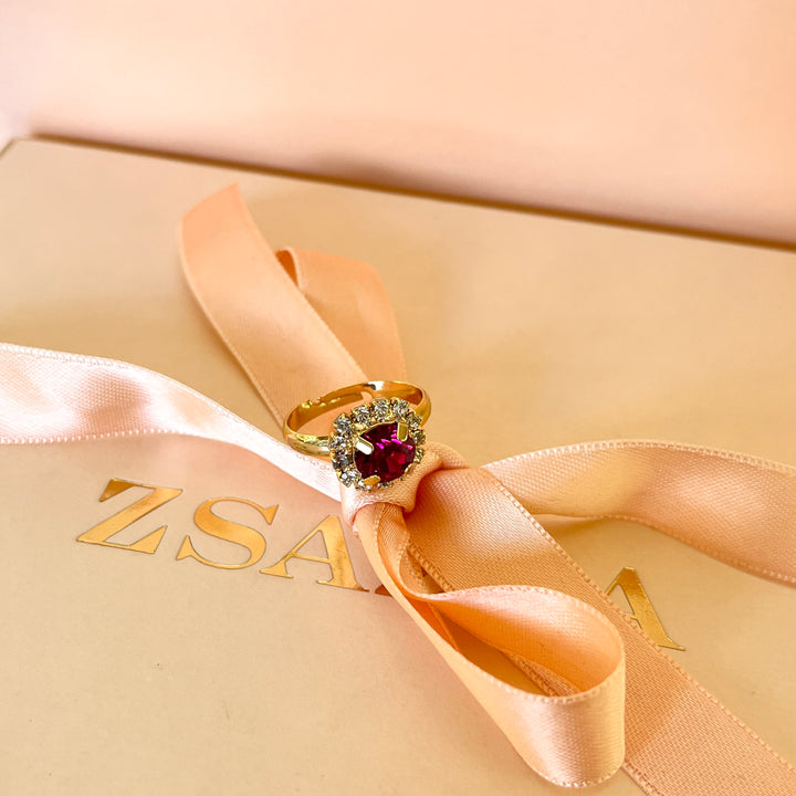 Fuchsia flower Swarovski crystals set