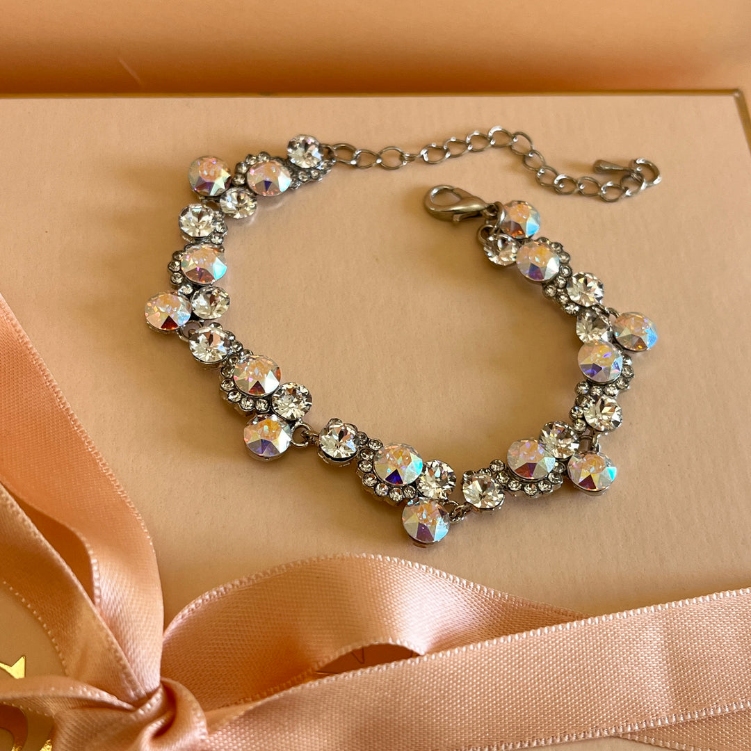 Aurora borealis Swarovski crystals earrings and bracelet