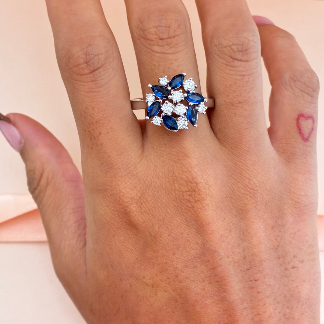 Marquise Navy blue zircone ring