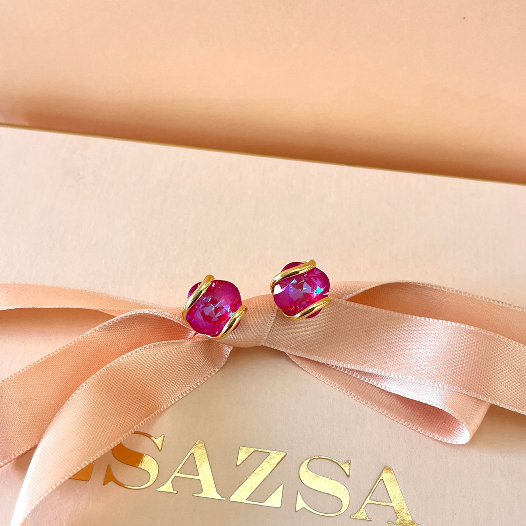 Fuchsia murano crystals set
