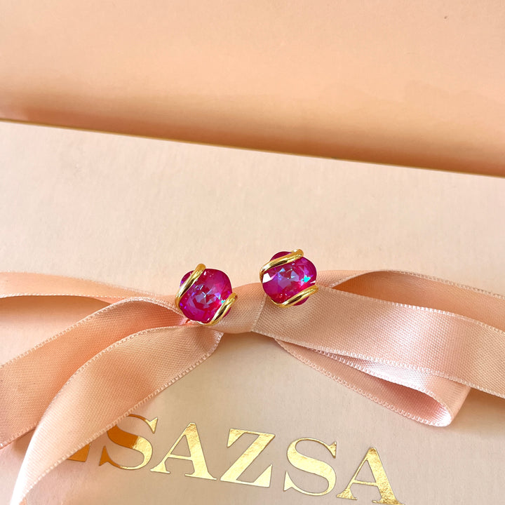 Fuchsia murano crystals set