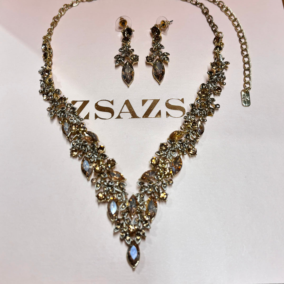 Marquise brown and bronze rhinestone set