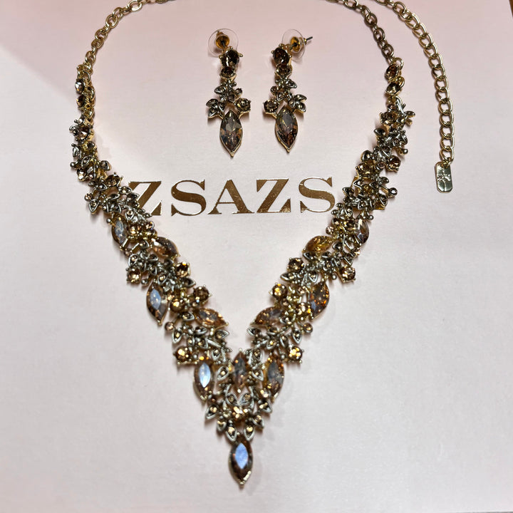Marquise brown and bronze rhinestone set