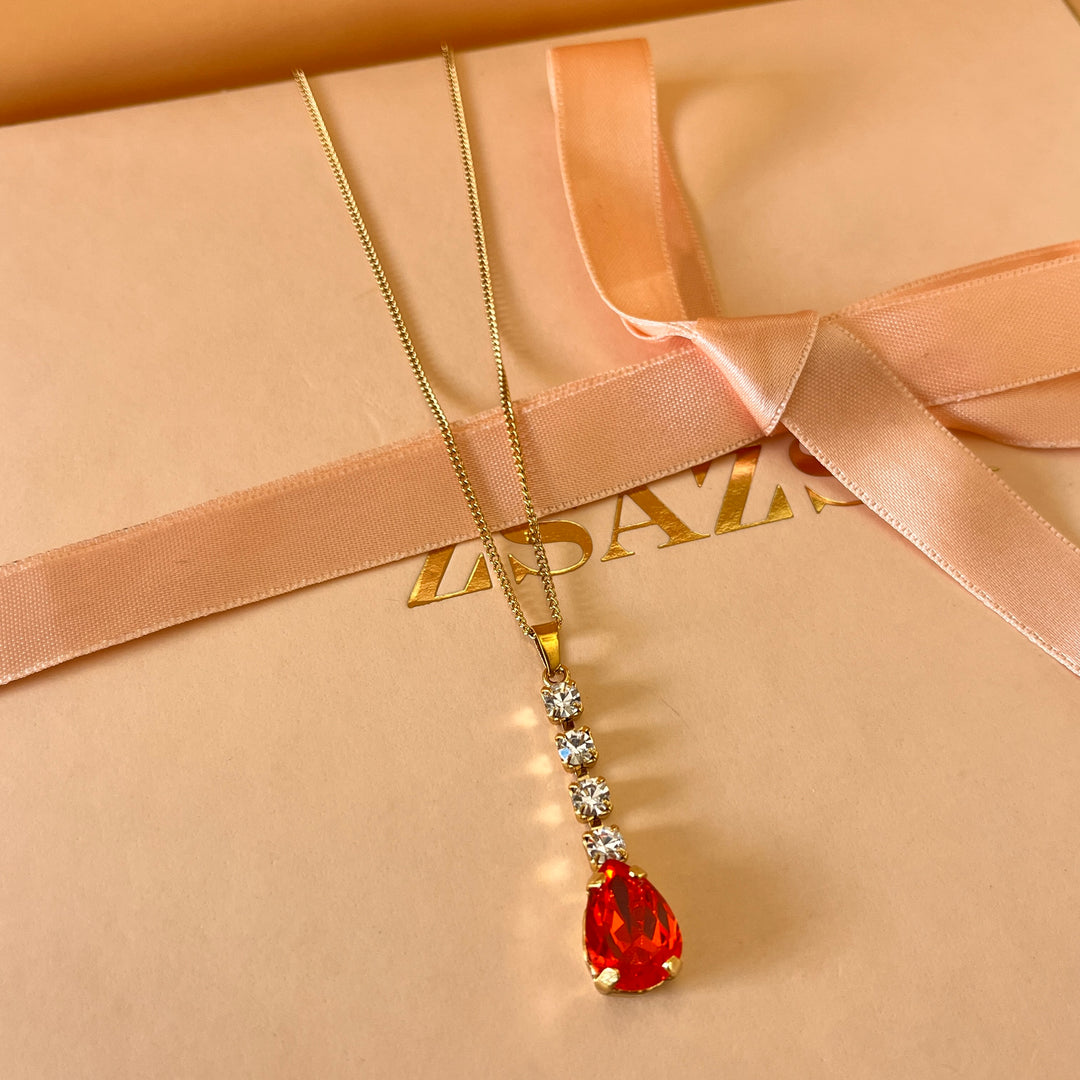 Orange teardrop Preciosa crystals set