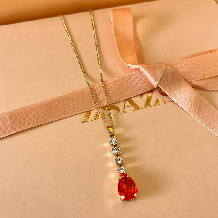 Orange teardrop Preciosa crystals set