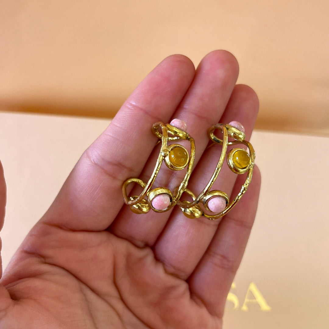 Yellow and light pink handmade set