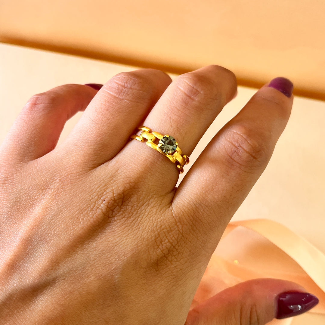 Grey handmade gold plated ring