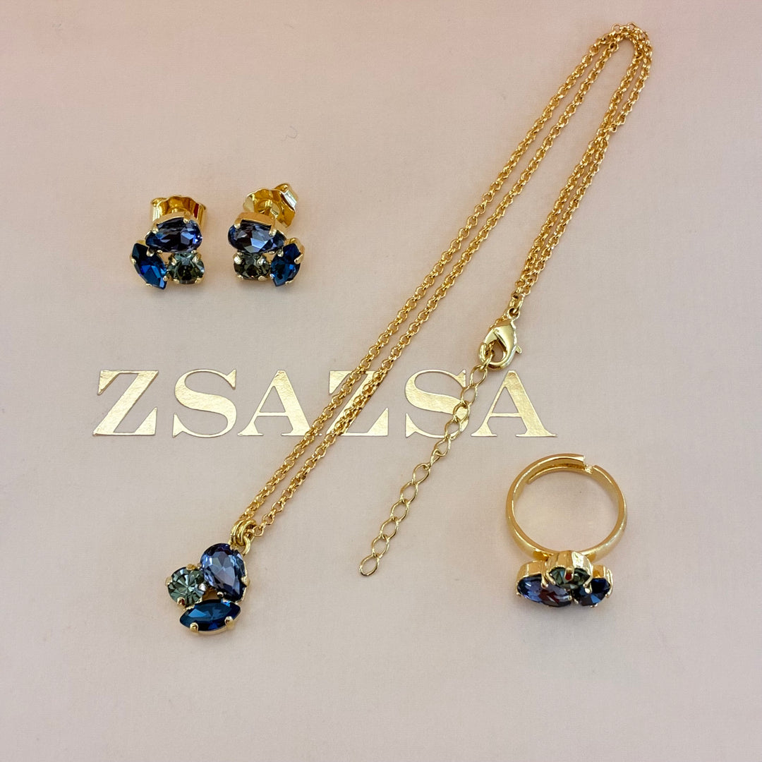 Mixed blue Swarovski crystals set