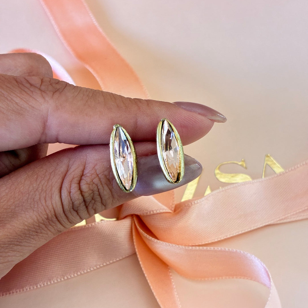 Handmade light pink Swarovski crystals studs