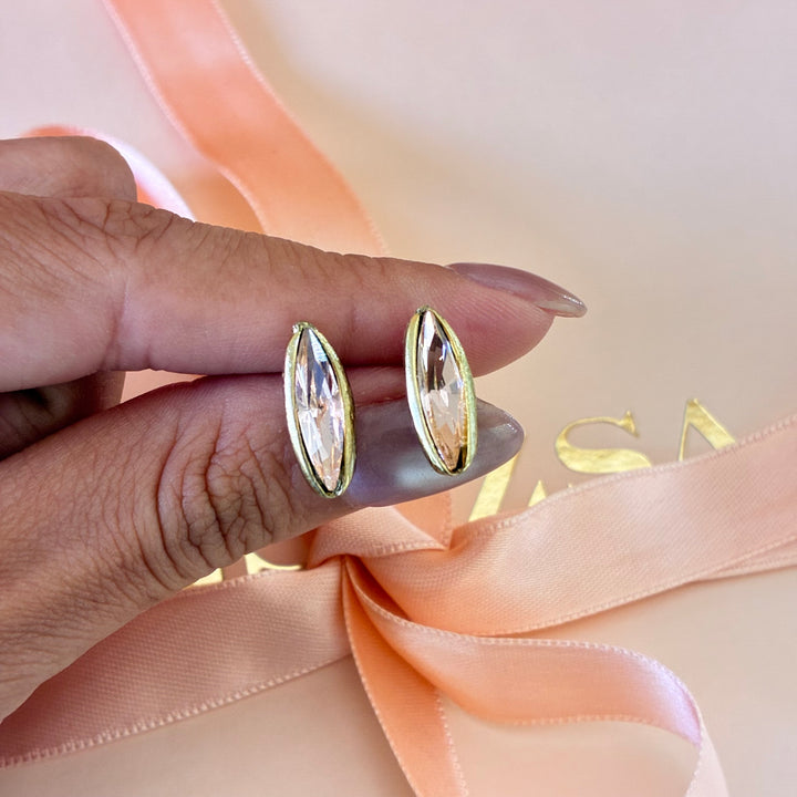 Handmade light pink Swarovski crystals studs