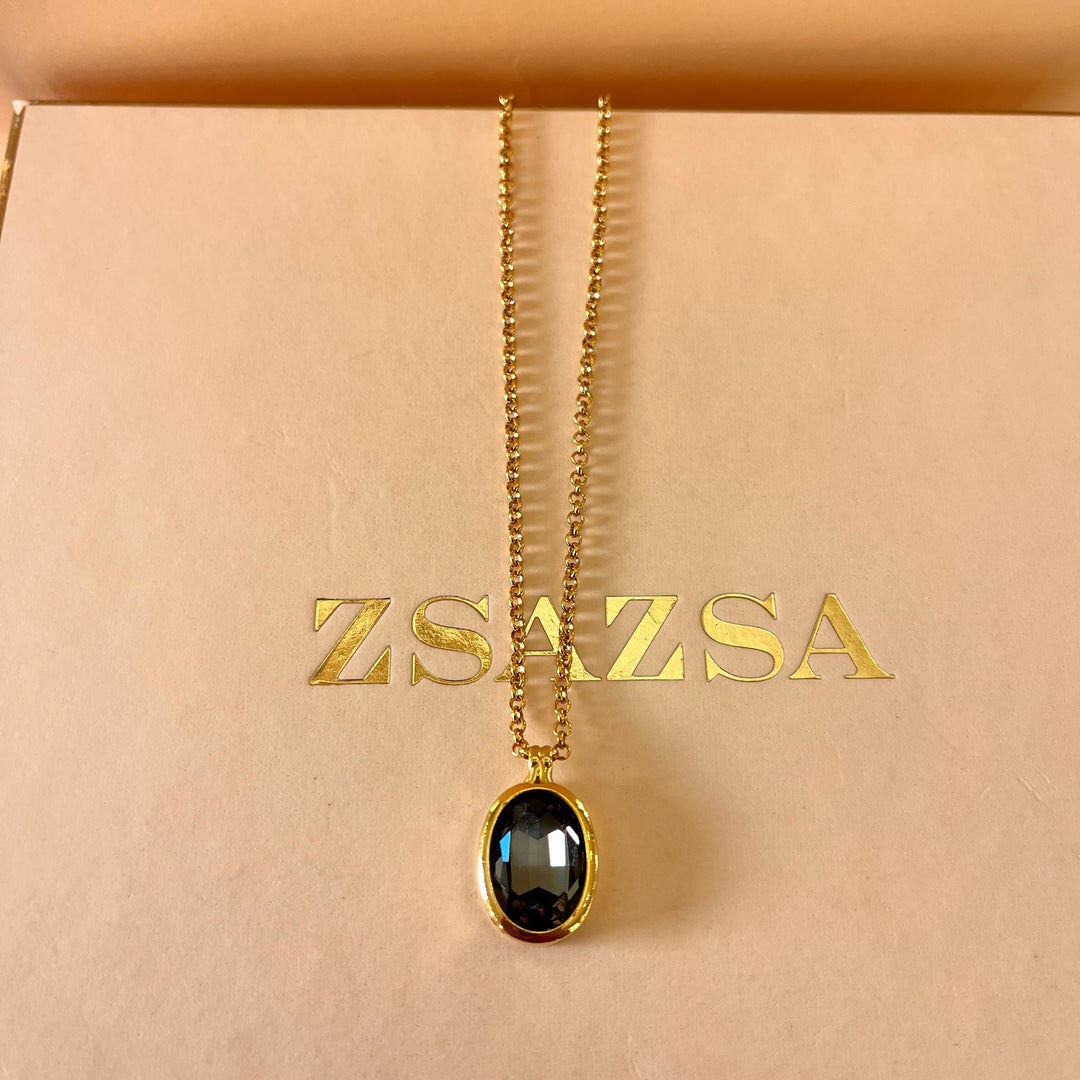 Grey oval preciosa crystal pendant