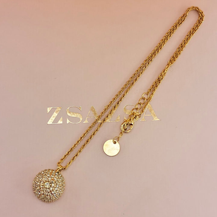 Mint Swarovski crystals gold plated pendant