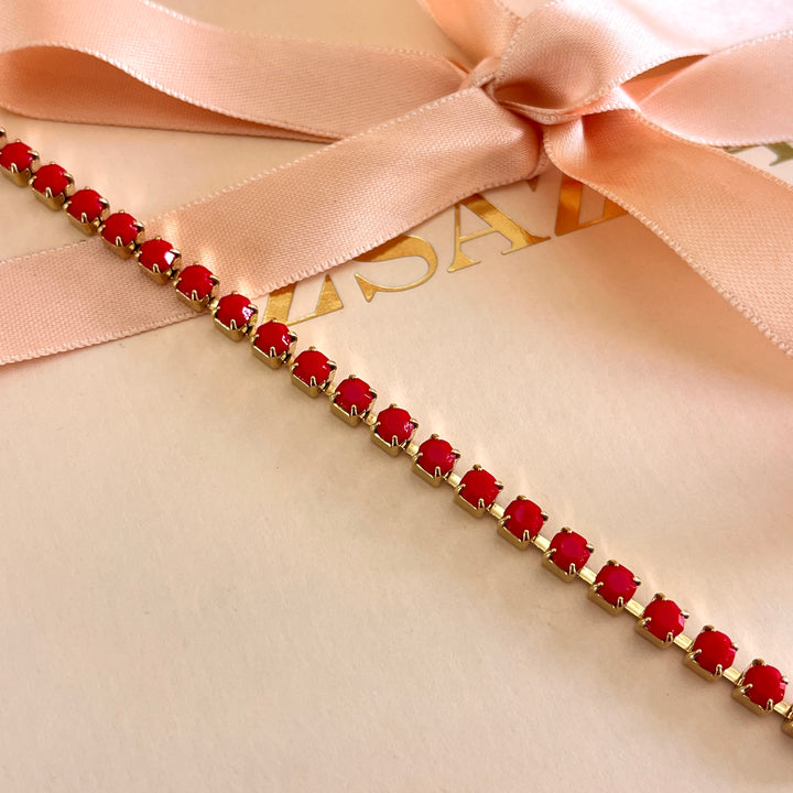 Matte red preciosa  crystals bracelet
