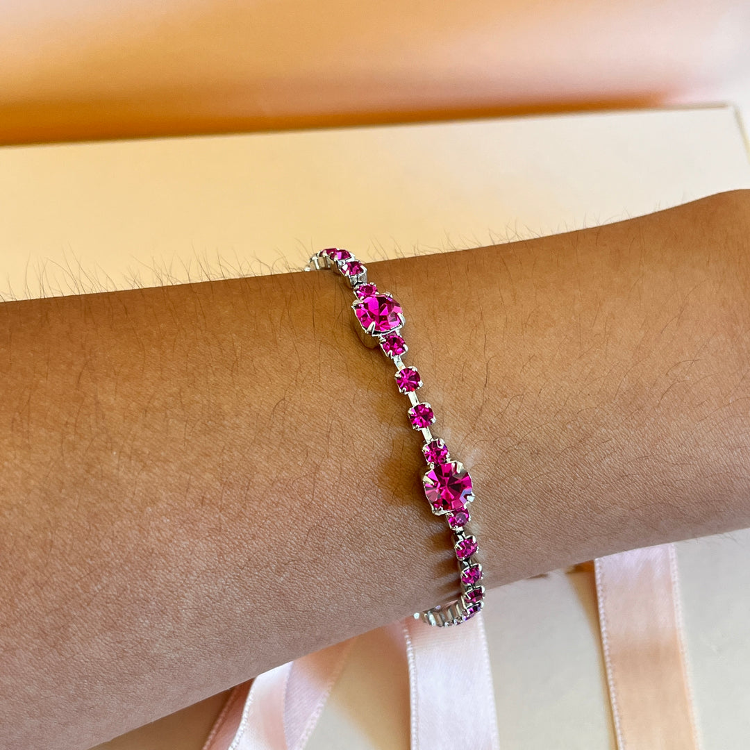 Fuchsia Swarovski crystals bracelet
