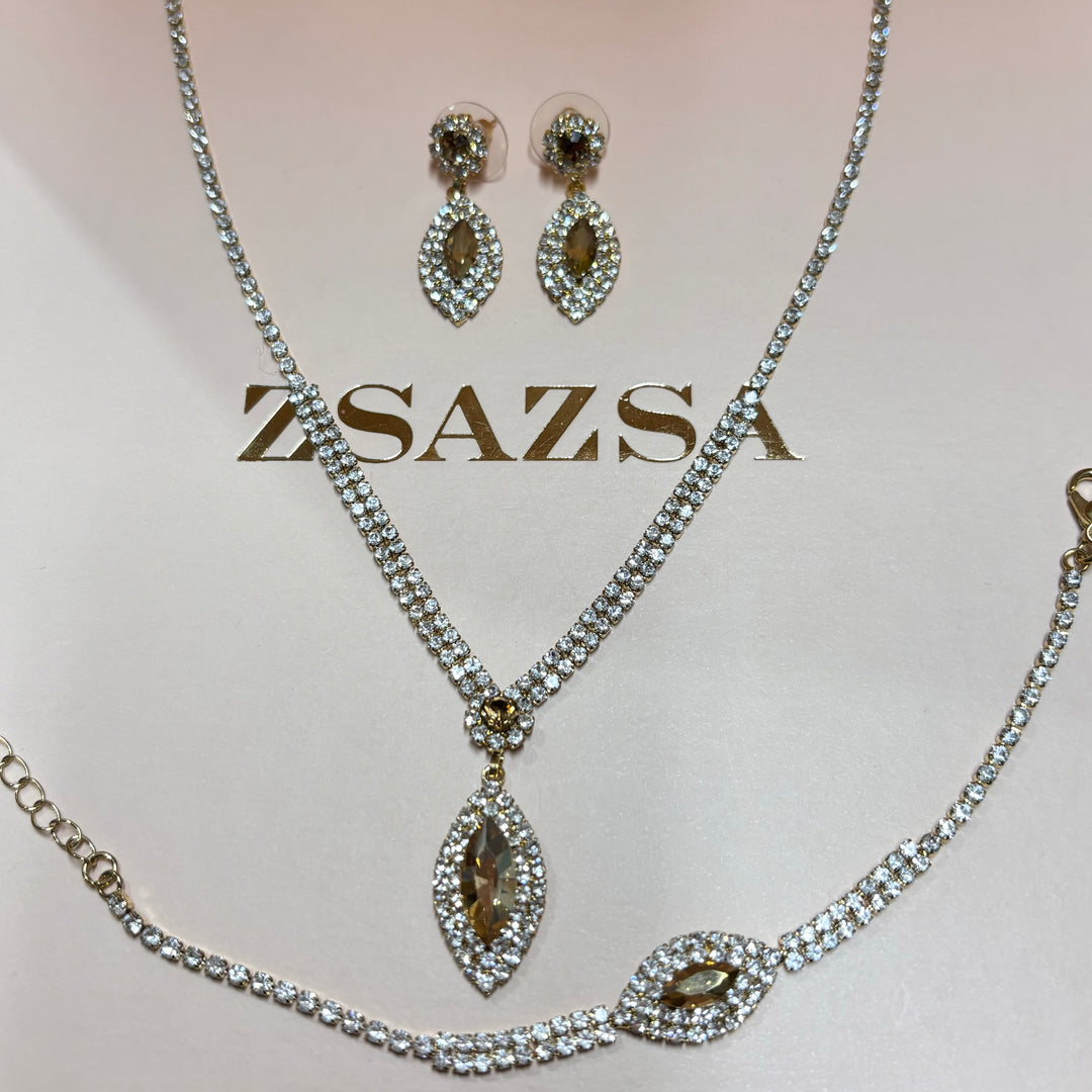 Marquise bronze rhinestone set