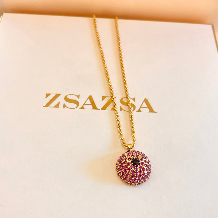 Fuchsia Swarovski crystals pendant