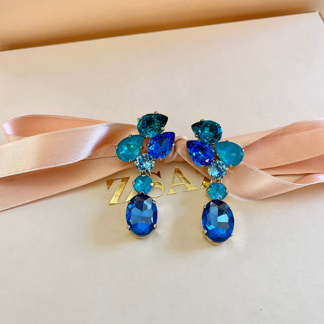 Verdemar and royal blue Swarovski crystals earrings
