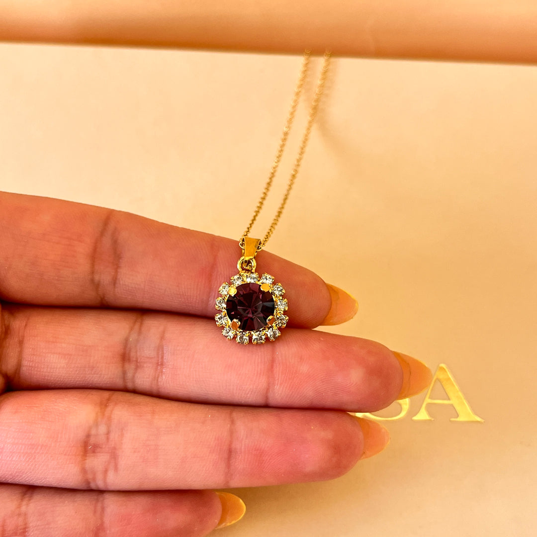 Purple flower preciosa crystals set