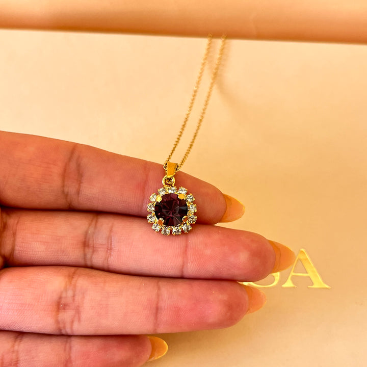 Purple flower preciosa crystals set