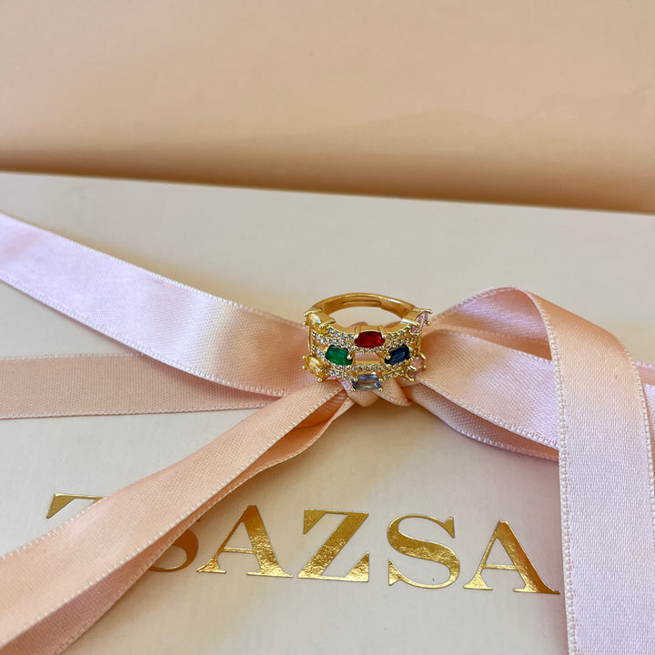 Multicolour zircone ring