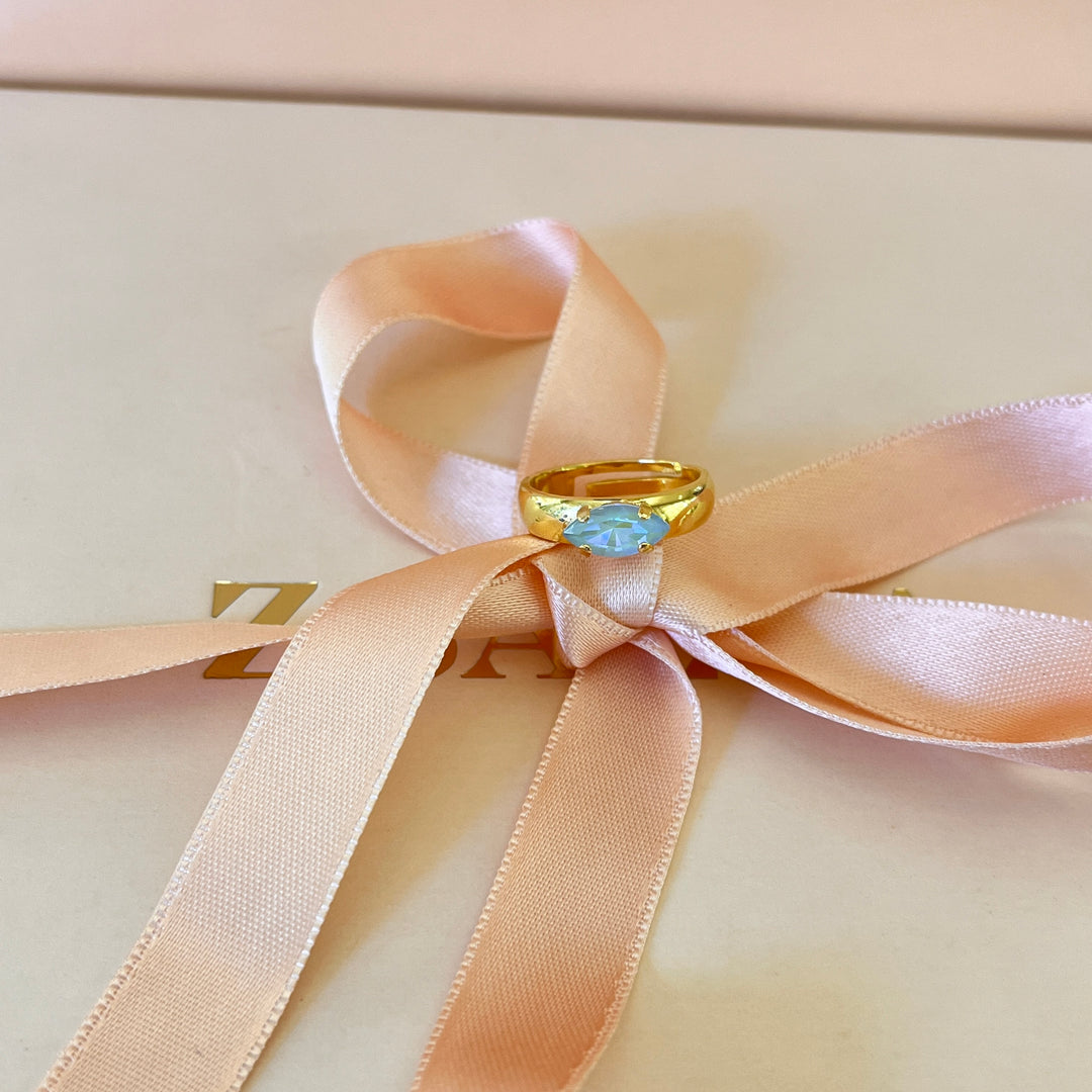 Light blue marquise Swarovski crystal ring