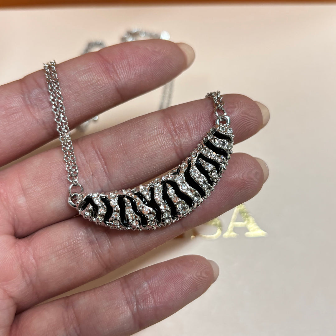 Beautiful black rhinestone silver pendant