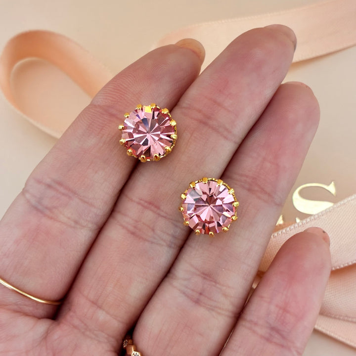 Pink Preciosa crystals gold plated set
