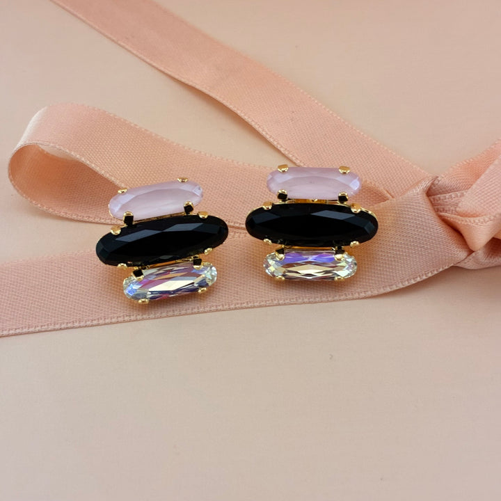 Pink and black Swarovski crystals set