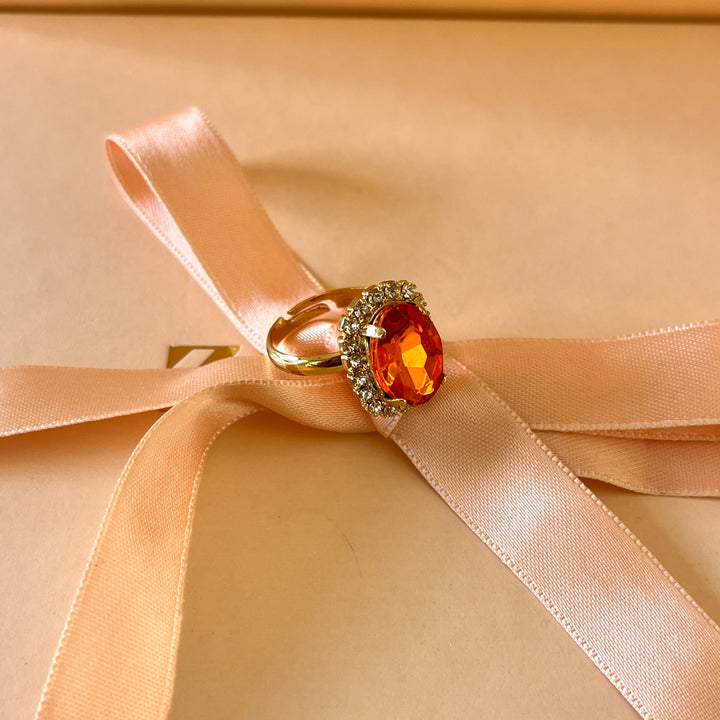 Orange oval Swarovski crystals set